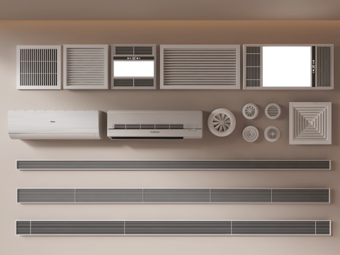  百叶出风口 现代空调 壁挂空调 暖气罩 中央空调出风口 现代su模型 