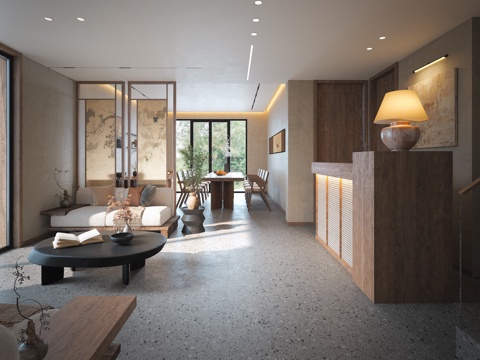 宋式民宿餐厅3d模型