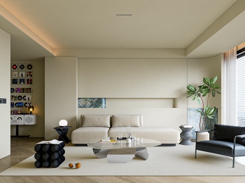  现代客厅3d模型 