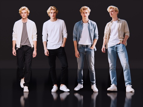 2D现代人物 时尚休闲装 休闲模特 现代商业街拍 休闲装帅哥su模型