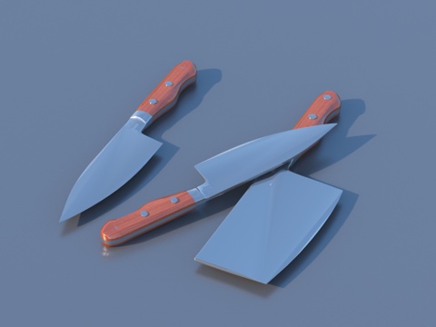  厨具 刀具组合 刀架 菜刀3d模型 
