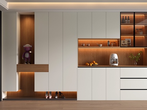 现代入户鞋柜 酒柜 鞋柜酒柜一体3d模型