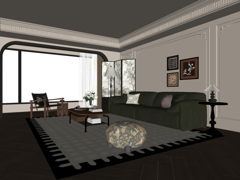 客餐厅 卧室 餐厅 阳台 衣帽间 门窗su模型