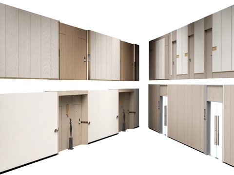 现代办公室走廊 酒店走廊 过道su模型