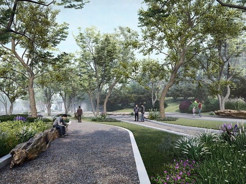  现代景观公园 林下公园  郊外公园su模型 