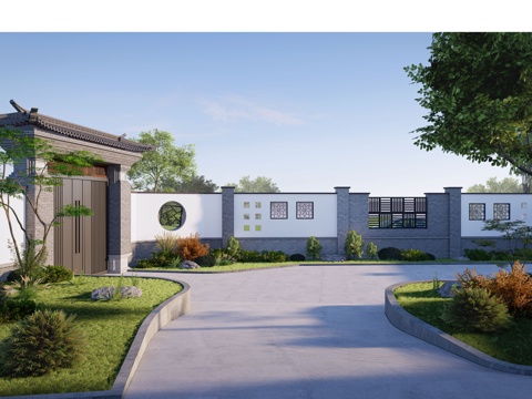 别墅庭院景观su模型