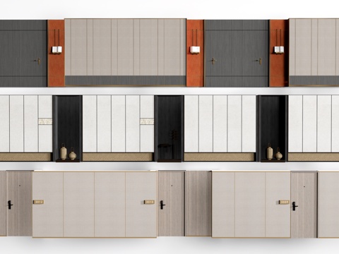 现代办公室走廊 酒店走廊 过道su模型