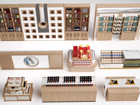 现代文创展架 文创展柜 置物架su模型