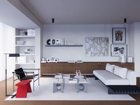 厨房 餐厅 卧室 阳台 客厅 门窗 客餐厅su模型