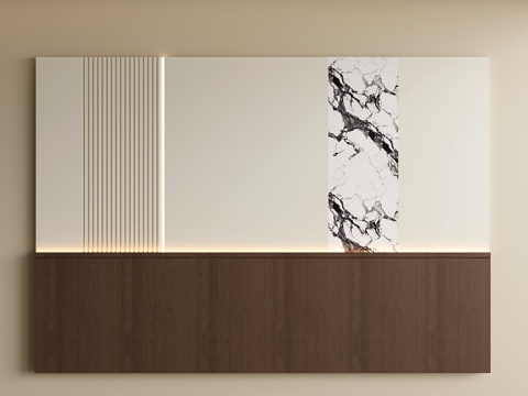  意式床头背景墙 现代卧室背景墙su模型 