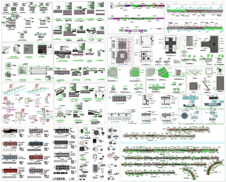 园林景观铺装沥青道路园路铺装库剖面详图节点CAD素材图库cad施工图
