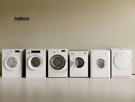  现代洗衣机 洗衣机 烘干机 滚筒洗衣机 挂壁洗衣机3d模型 