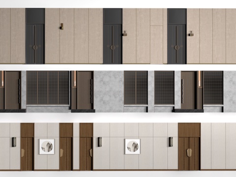 现代办公室走廊 酒店走廊 过道su模型