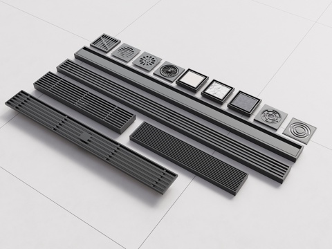  现代地漏 出水口 井盖 不锈钢地漏 卫浴地漏 卫浴五金 长条su模型 