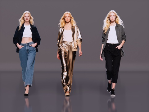 2D现代美女 现代人物 商业街拍 站姿美女 女人 休闲美女su模型