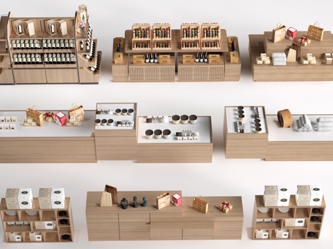 现代文创展台 文创展柜 文创展架 民俗小品su模型