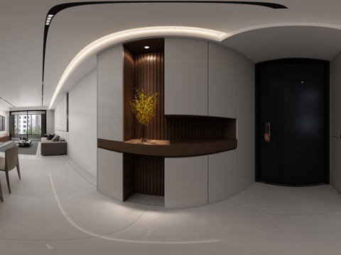  现代入户玄关全景 