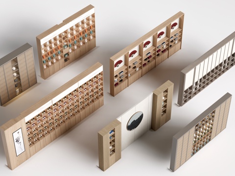  现代货架 货柜 文创展架 超市货架su模型 