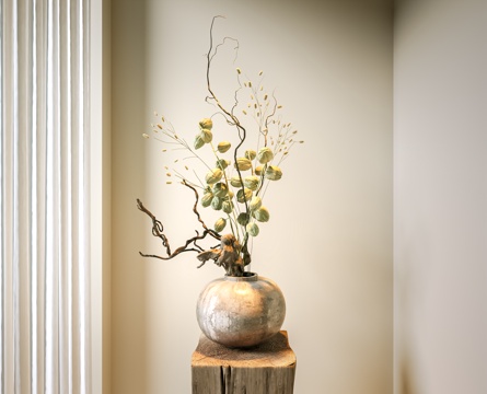 花瓶 中古花艺盆景 陶罐花瓶 干枝花艺 装饰摆件 侘寂花 现su模型su模型