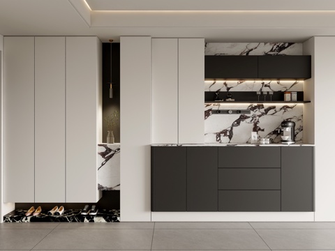 现代入户鞋柜餐边柜  入户玄关鞋柜  酒柜餐边柜  玄关鞋柜su模型