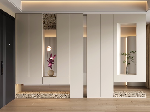 现代隔断柜 玄关柜 装饰柜 隔断鞋柜su模型