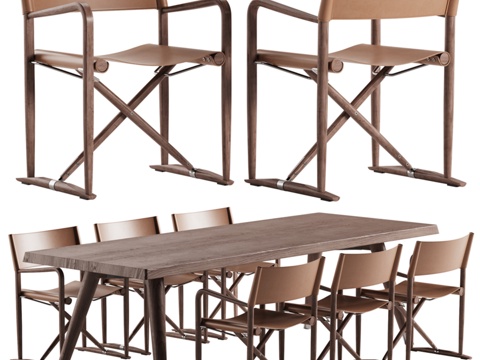 Flexform Luchino椅Adler桌套装3d模型