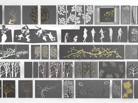  镂空景墙 景墙围墙su模型 