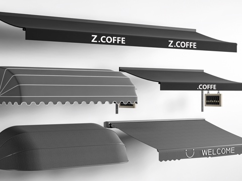 现代伸缩雨棚 户外遮阳棚 户外雨棚 雨打su模型