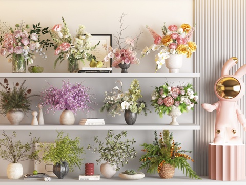  现代花瓶花卉组合3d模型 