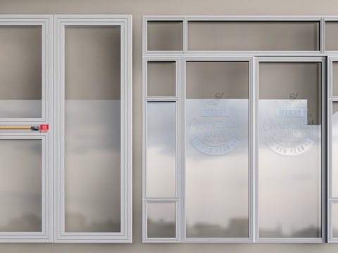 现代商铺玻璃门 玻璃双开门 商业街玻璃门 奶茶店玻璃门 咖啡su模型