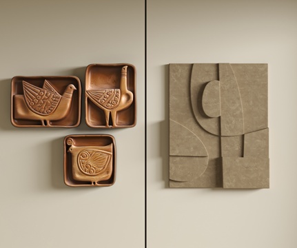 现代侘寂风立体墙饰挂件su模型