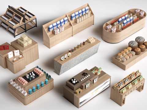 现代文创展台 文创展柜 文创展架 民俗小品su模型