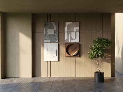 现代墙饰挂件 挂画su模型