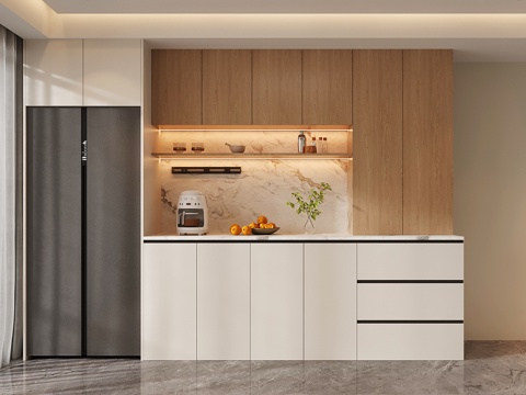 现代酒柜 冰箱酒柜 冰箱柜 开放格酒柜su模型