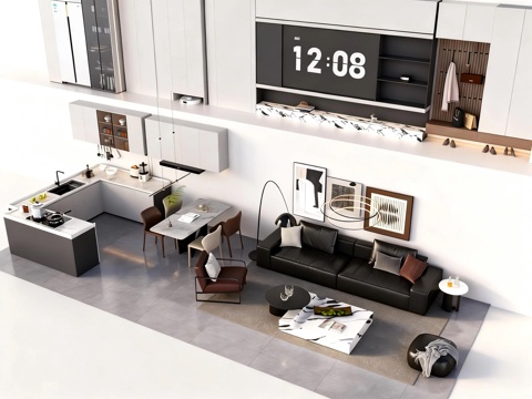  客餐厅素材3d模型 