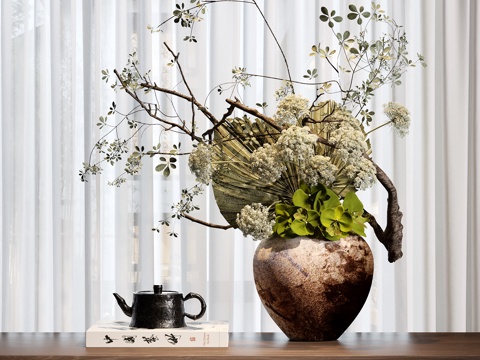  现代花瓶花艺插花su模型 