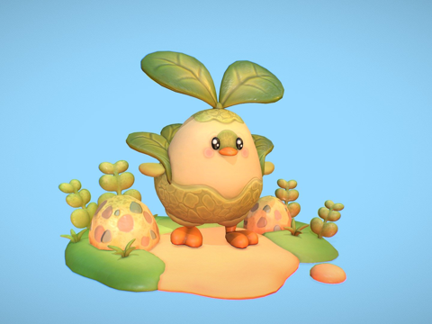  可爱白菜复活节快乐su模型 