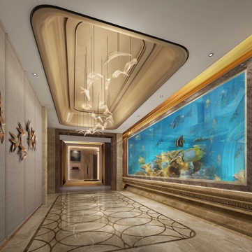  现代别墅玄关 门厅3d模型 