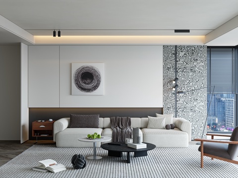  现代客厅3d模型 