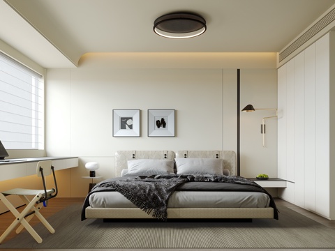  现代意式卧室su模型 