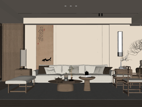  客厅 门窗 餐厅 卫生间su模型 