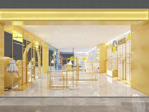  现代童装店 儿童服装店su模型 