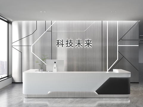 现代背景墙 前台背景墙 公司形象墙 接待背景墙 科技背景墙su模型