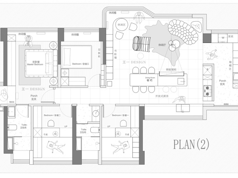  112㎡两版CAD方案 平面图cad施工图 