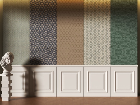  美式护墙板su模型 