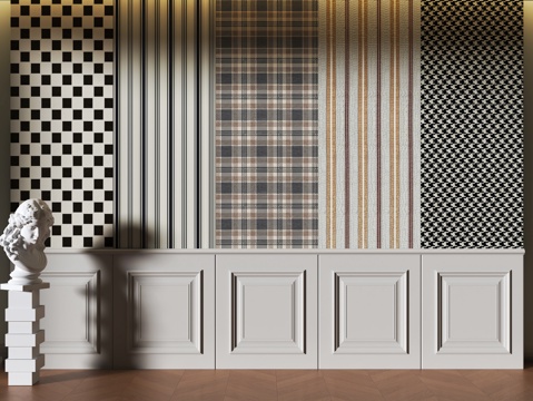  美式护墙板su模型 