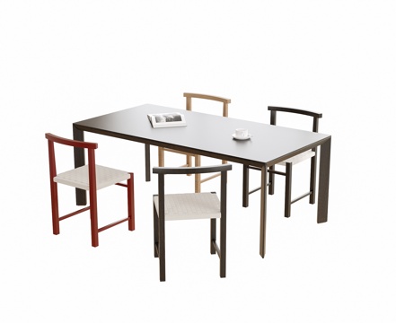  现代餐桌椅 餐椅 餐桌su模型 