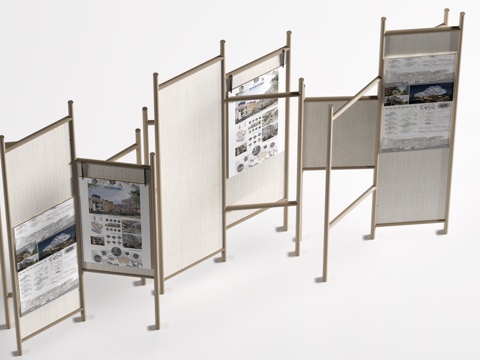  现代展厅展板 展厅隔断 展厅屏风su模型 