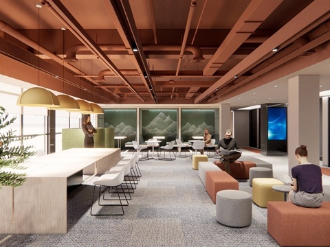  现代简约茶水间 茶水间 现代茶水间 员工休息区 办公休息区su模型 