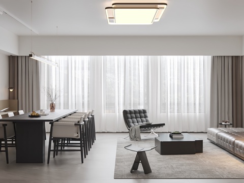  意式极简客餐厅3d模型 